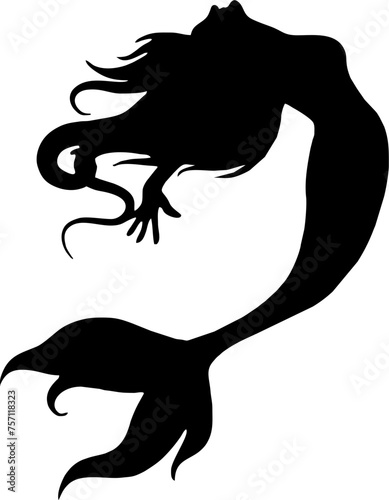 Mermaid black vector silhouette