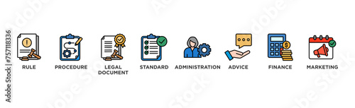 Guideline banner web icon vector illustration concept with icon of rule, procedure, legal document, standard, administration, advice, finance, marketing 