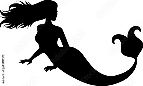 Mermaid black vector silhouette