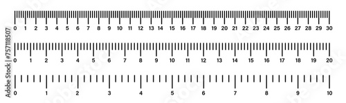 Ruler scale. Measuring tool. Size indicator units. Ruler scale measure. Length measurement photo