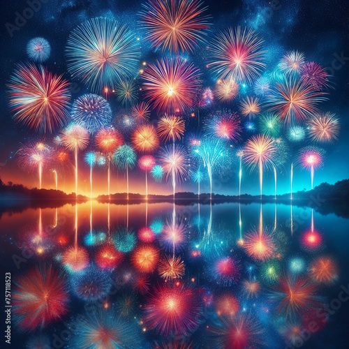 Wundersch  nes Feuerwerk   ber wundervollem See