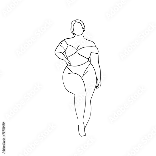 Line art woman in trendy hand-drawn abstract minimalistic style. Vector illustration of female body posing  Black isolate on a white background  Logo For Gym  Spa  Salon  Yoga Startups