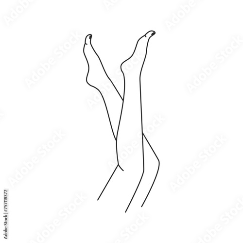 Line art woman in trendy hand-drawn abstract minimalistic style. Vector illustration of female body posing, Black isolate on a white background, Logo For Gym, Spa, Salon, Yoga Startups