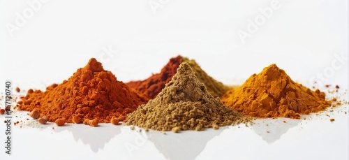 Colored Spices - Cayenne Pepper, Ginger, and Turmeric Powder	

