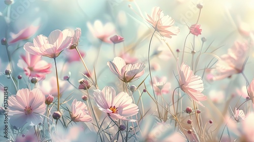pastel flowers, radiating an ethereal glow and symbolizing renewal and hope against a transparent background. photo