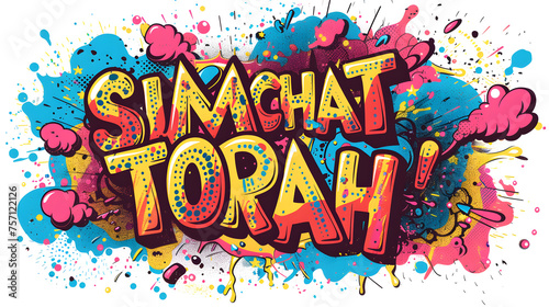 Simchat Torah   SIMCHAT TORAH  in text word t-shirt design. Generative Ai
