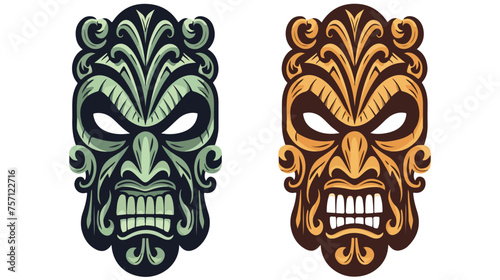 Tiki mask design. Traditional decor pattern from Po
