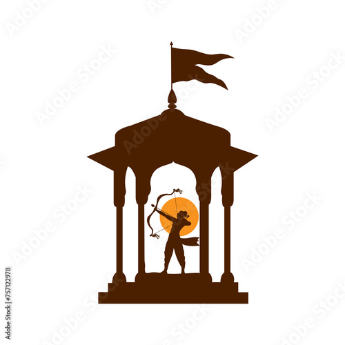 Lord Ram with bow and arrow silhouette on transparent background