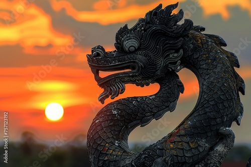 Majestic naga guardian coiled in power