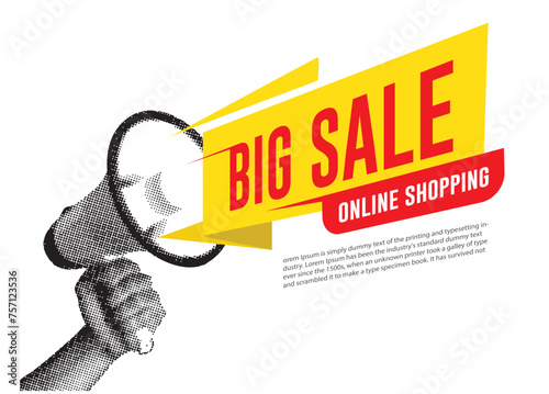  megaphone with Big Sale Banner Vector. (ID: 757123536)