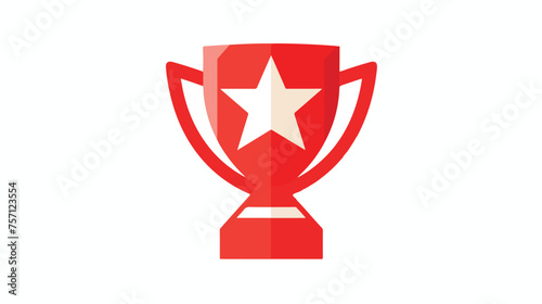 Trophy icon inside red badge with geometric pattern