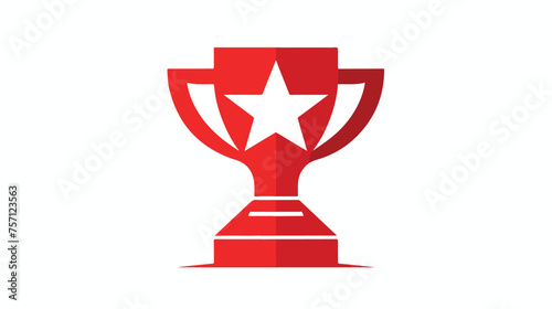 Trophy icon inside red badge with geometric pattern