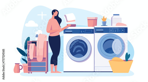 Loading washing machine isolated cartoon vector 