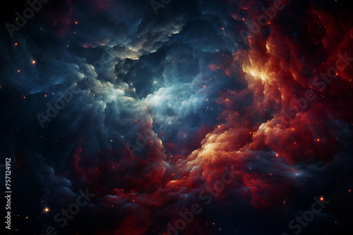 Celestial symphony in night sky with swirling nebulae. Generative AI