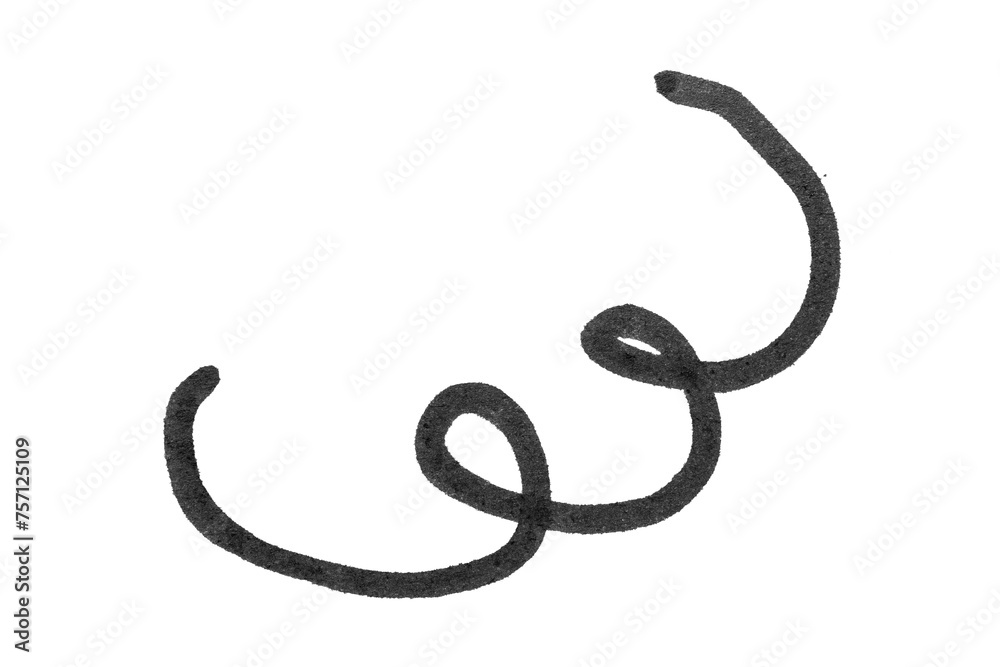 Realistic rough black marker. Set of ink lines. The doodle is drawn on a white isolated background with a black marker. Hand painted. Black marker on paper isolated on white background