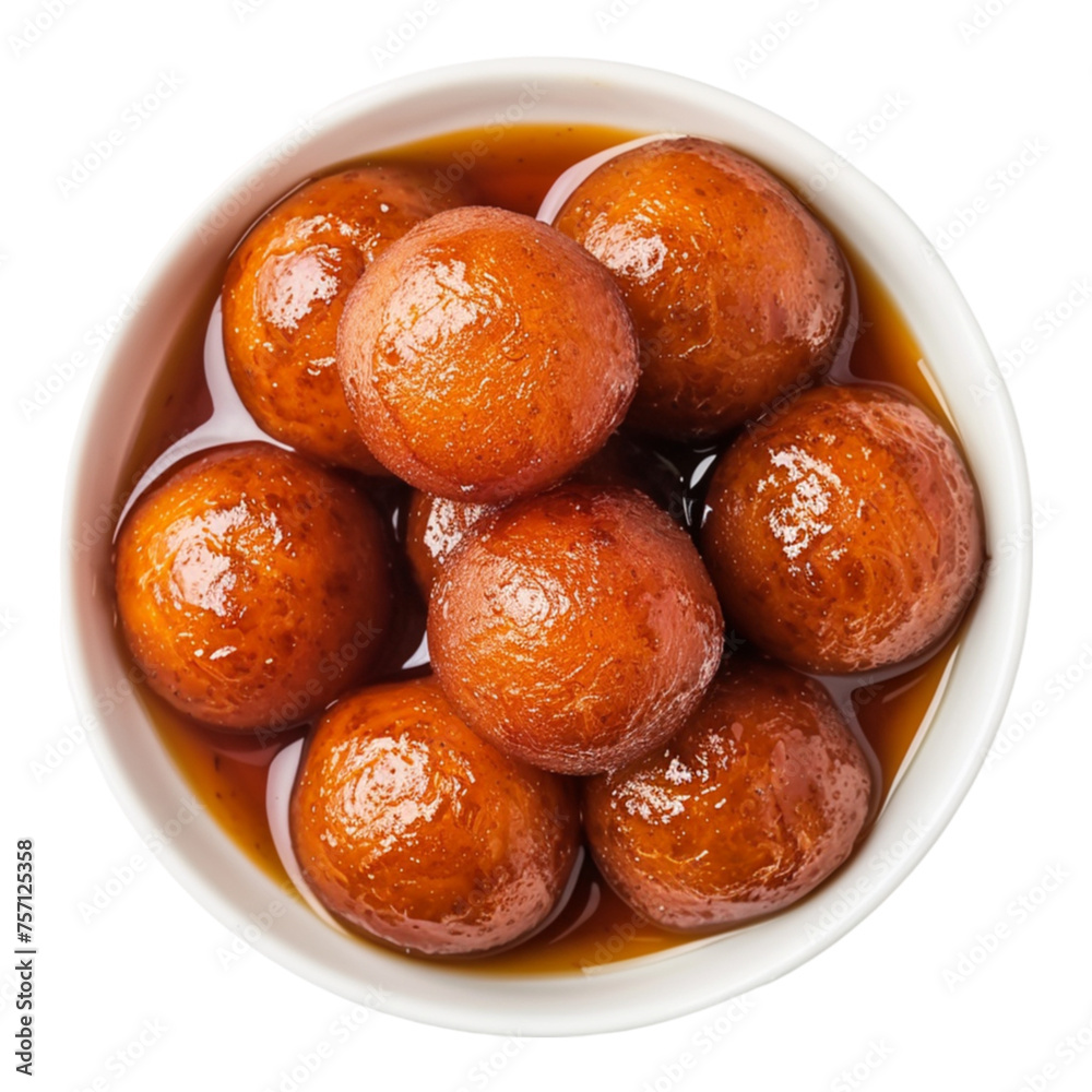 Gulab jamun in bowl on transparent background Gulab jamun in bowl on transparent background