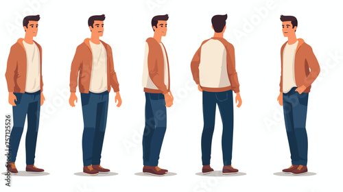 Man standing character in casual clothes flat vector photo