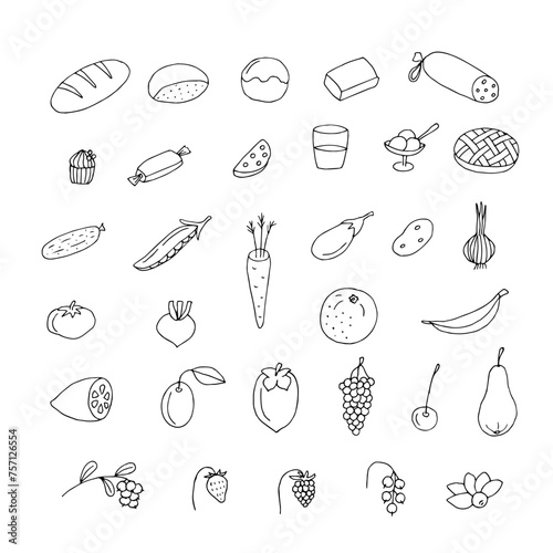 Food doodle set, vector illustration hand drawing