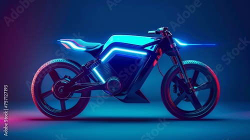 A sleek motorcycle illuminated by neon lights, radiating a futuristic and dynamic energy