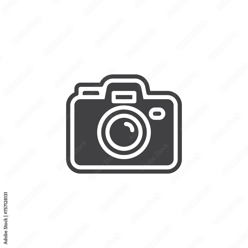 Camera-shaped sticker or label vector icon