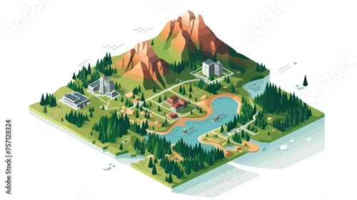 Vermont USA states isometric map flat vector isolated