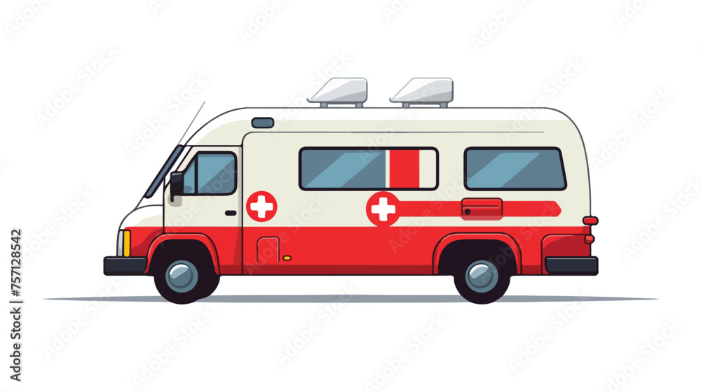 Old ambulance icon. Flat of old ambulance vector icon