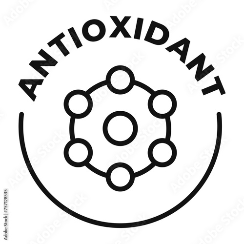 Antioxidant icon. Rich source of antioxidants label. Detox vector illustration for product packaging logo, sign, symbol or emblem isolated.