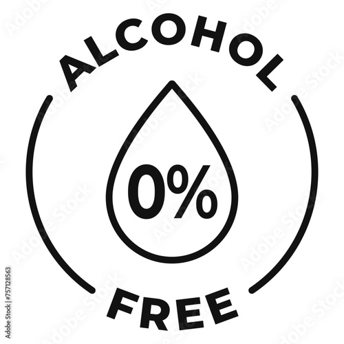 Alcohol free icon. Nonalcoholic label. Zero percent vector illustration for product packaging logo, sign, badge, symbol or emblem isolated.