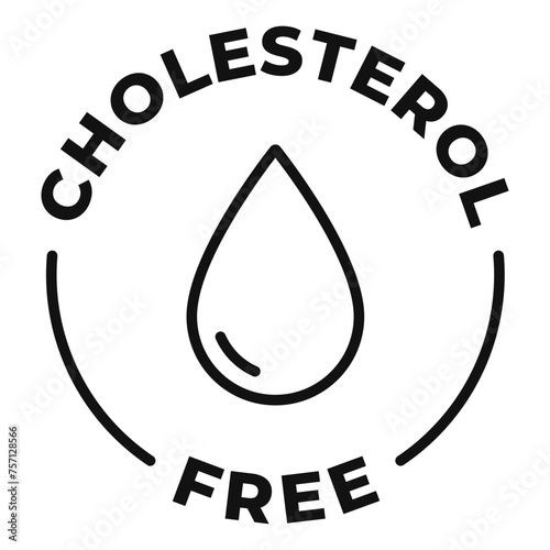 Cholesterol free icon. Zero fat badge. Trans fats free label. Low cholesterol vector illustration for product packaging logo, sign, symbol or emblem isolated.