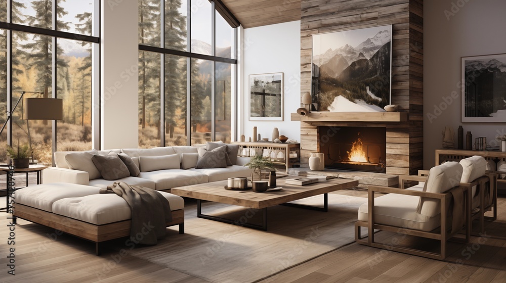 Fototapeta premium Design a modern farmhouse living room