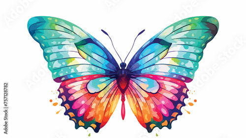 Watercolor butterfly  isolated on white flat vector photo