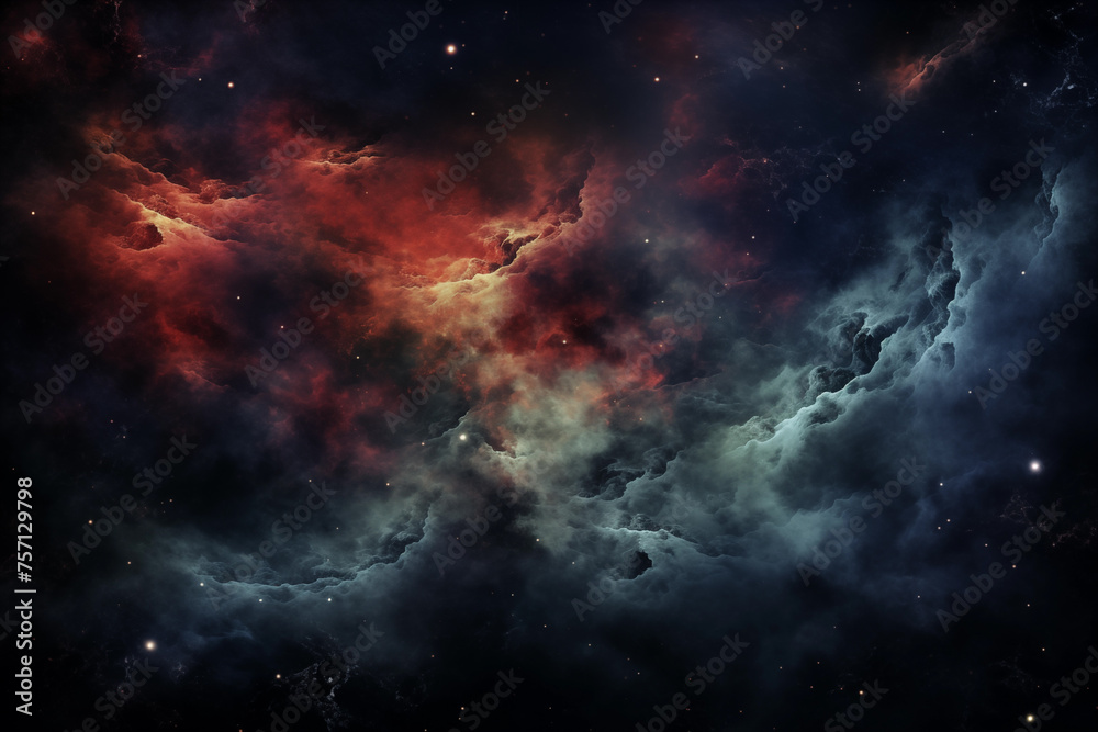 Fototapeta premium Night sky with swirling nebulae. Generative AI