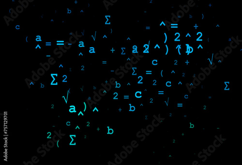 Dark Blue, Green vector backdrop with algebra elements.