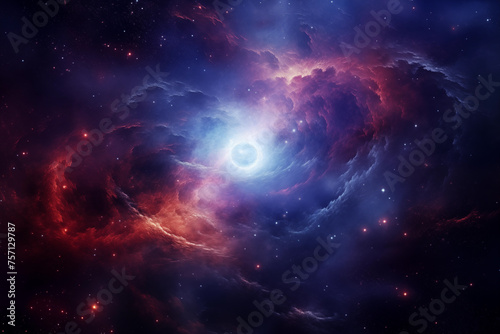 Night sky with swirling nebulae. Generative AI