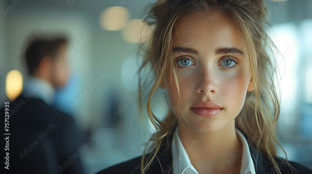 job interview by a young girls in a suit with an IT company manager job interview by a young girls in a suit with an IT company manager