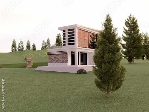 modern house in the park