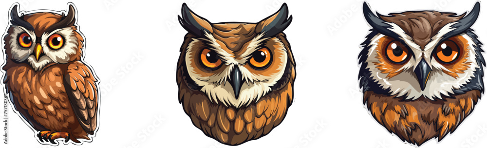 Set of owls. Vector illustration isolated on a white background. Set of owls. Vector illustration isolated on a white background.