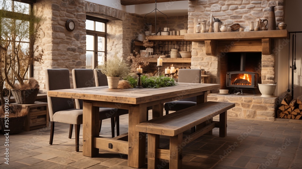 Design a rustic-inspired dining room