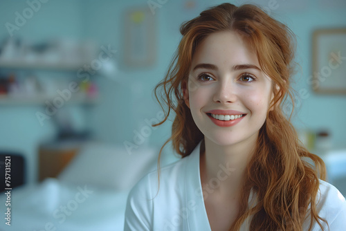 Woman With Red Hair Smiling at Camera