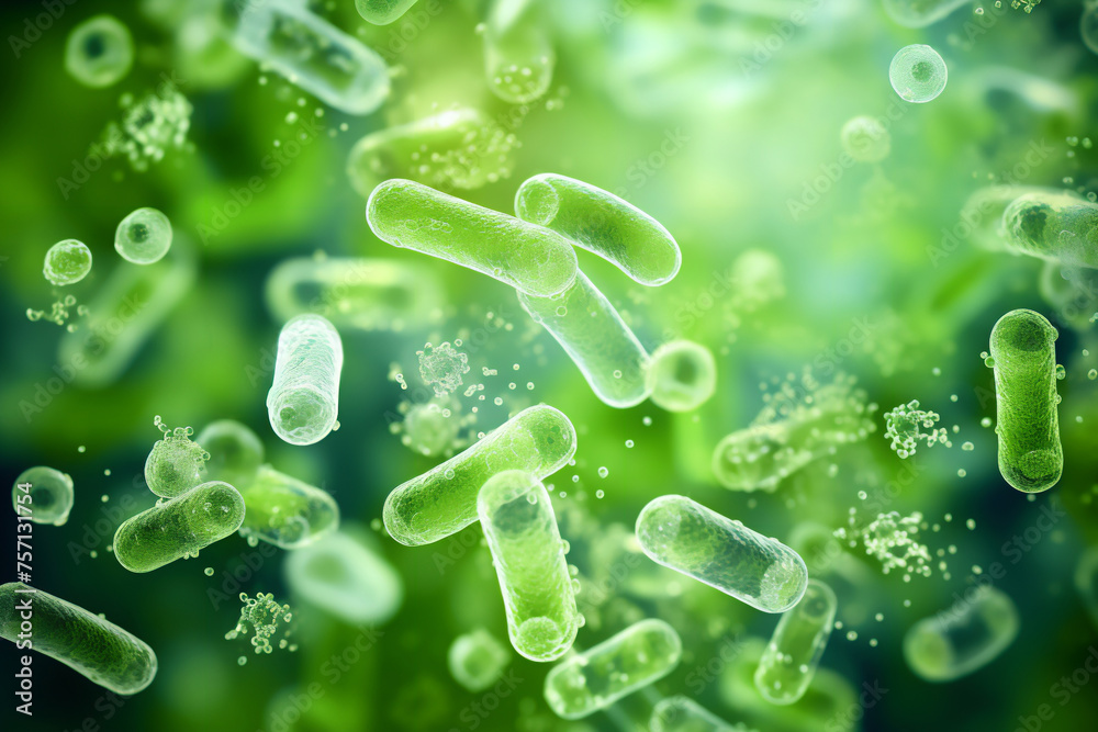 Close up background of green bacteria germs, stock illustration image