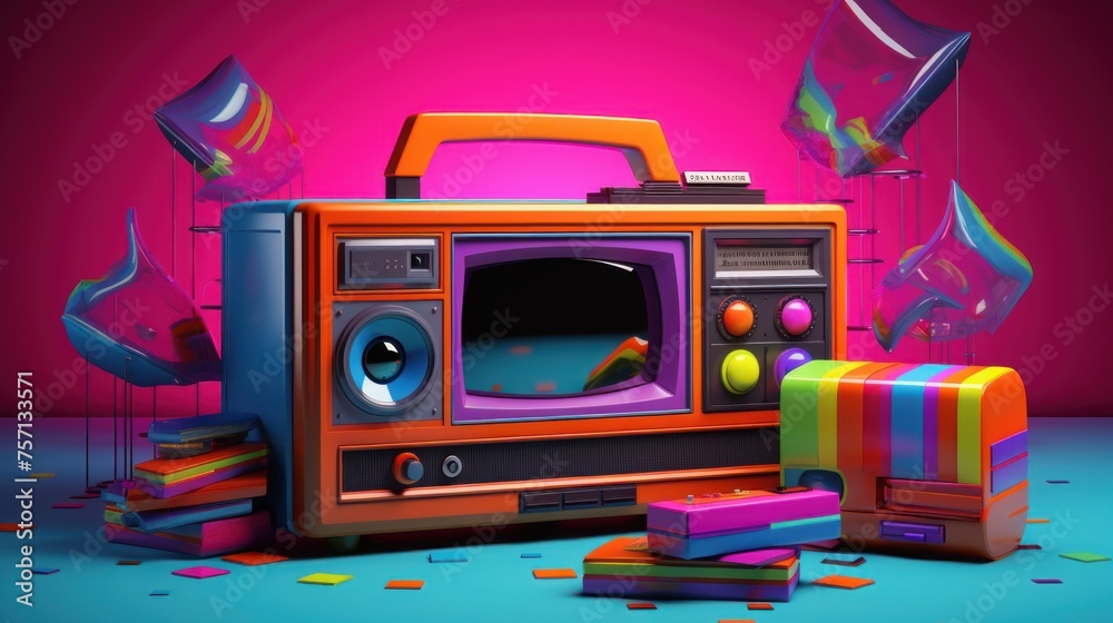 Retro music casette with retro colors eighties and nineties style, cassette tape, mix tape retro cassette design, Music vintage audio theme, Synthwave and vaporwave template. Grainy nostalgia style Retro music casette with retro colors eighties and nineties style, cassette tape, mix tape retro cassette design, Music vintage audio theme, Synthwave and vaporwave template. Grainy nostalgia style