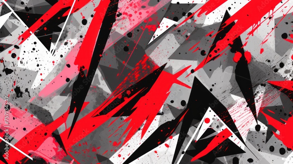 An abstract and dynamic red, white and black background.