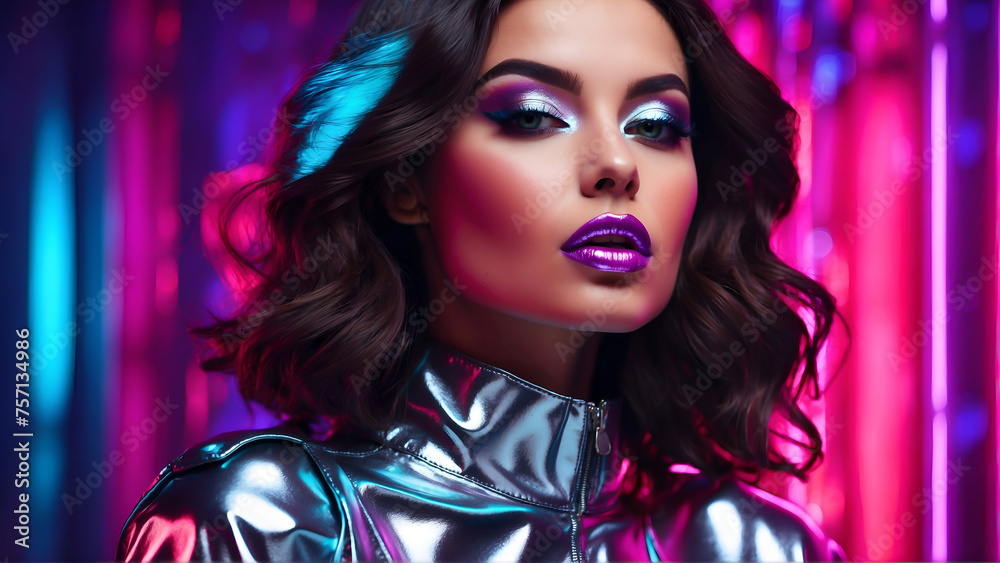 High fashion model neon portrait High fashion model neon portrait