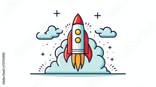 Rocket line icon vector flat vector