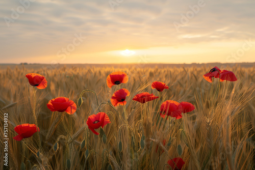 illustration of poppies in the field. Created with Generative AI