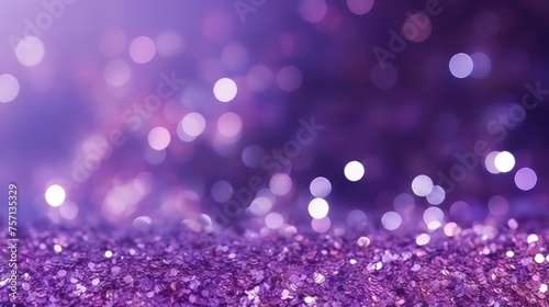 Abstract purple bokeh defocus glitter background.