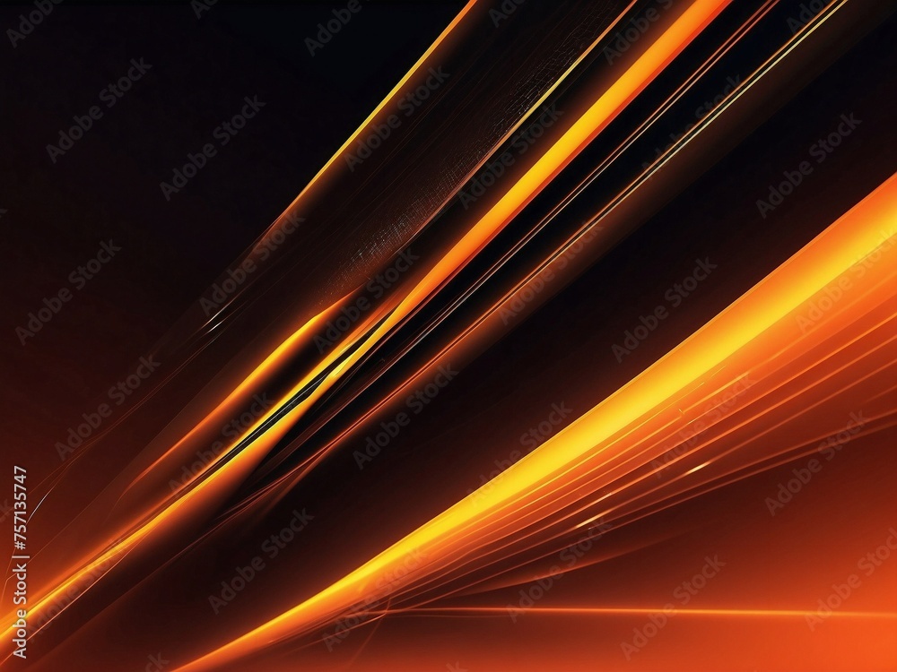 Futuristic abstract motion speed flow background with orange neon and black