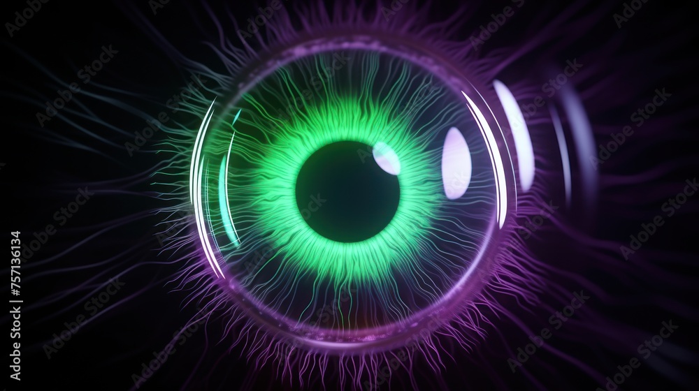 Close up view of human eye with blue iris. Vision concept