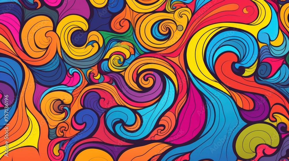 Seamless retro style groovy psychedelic background