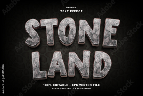 Stone Land Editable Text Effect Template Style Premium Vector